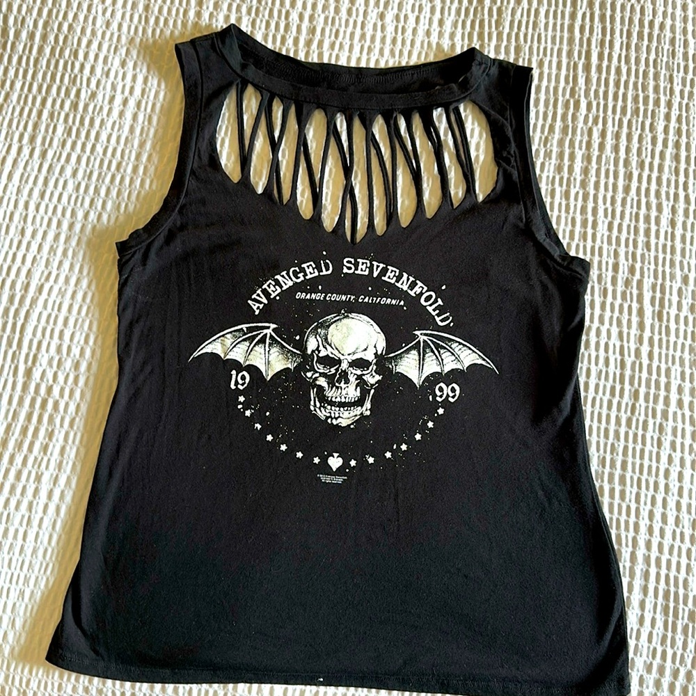 AVENGED SEVENFOLD band Tshirt sleeveless with cut outs Large